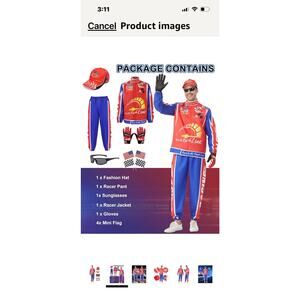 Jumpsuit Men Race Car Driver Costume With Embroidered Hat Men's Halloween SZ S